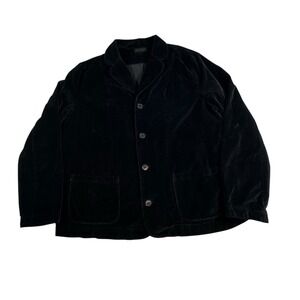 CP Shades Velvet Button Up Blazer Jacket Black Women's LARGE